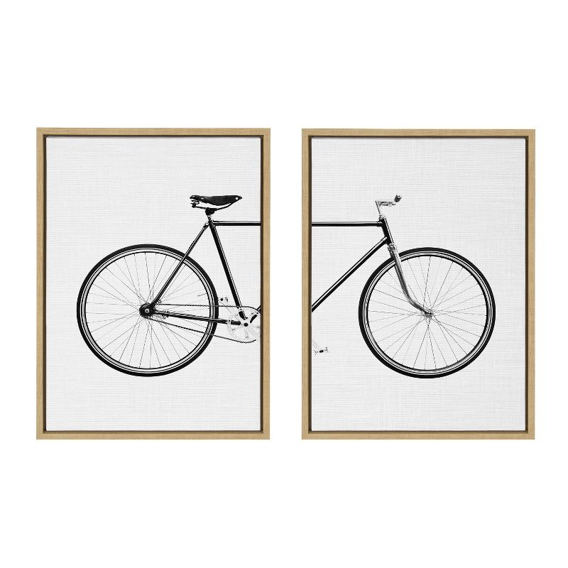 Kate and Laurel Sylvie Bicycle Framed Canvas by Simon Te of Tai Prints, 2 Piece 18x24, Natural