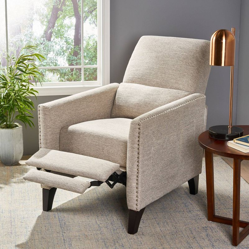 Alscot Contemporary Push Back Recliner Light Gray - Christopher Knight Home: Nailhead Trim, Polyester Upholstery