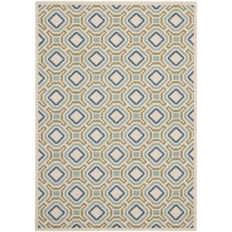 Veranda VER089 Power Loomed Indoor/Outdoor Area Rug - Cream/Green - 5'3"x7'7" - Safavieh