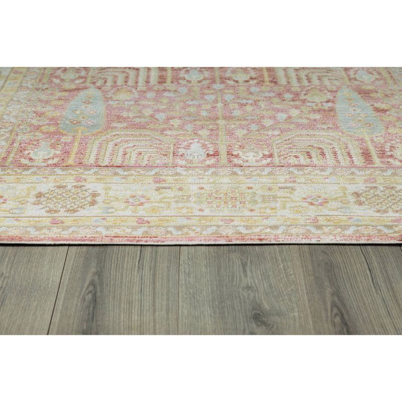 Momeni 2'3"x8' Isabella Arely Machine Loomed Runner Rug Pink: Geometric Medallion, Low Pile, Indoor, Polyester
