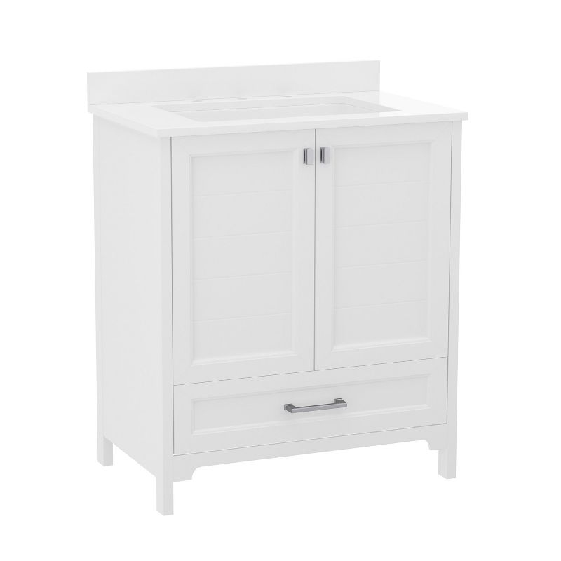 Flash Furniture 30 Inch Bathroom Vanity with Undermount Sink, Cabinet, and Drawer in White