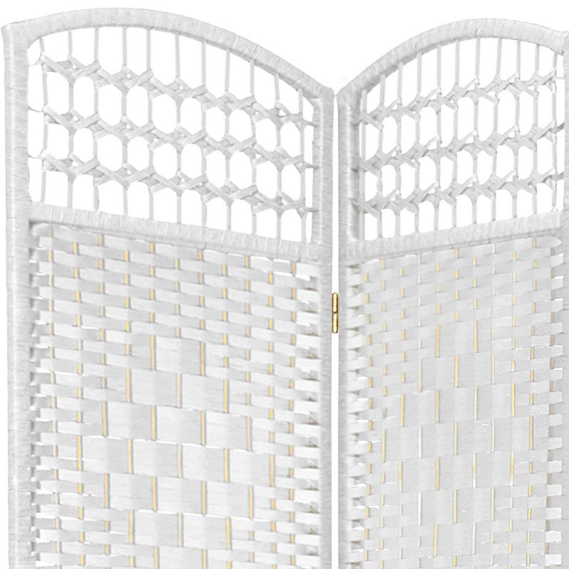 5 1/2 ft. Tall Fiber Weave Room Divider - White (3 Panels): Hardwood, Metal Hinges, Indoor Use, No Assembly Required