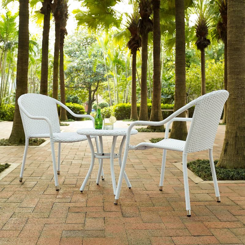 Palm Harbor 3pc Outdoor Wicker Seating Set: Resin Weave, Powder-Coated Steel - Crosley