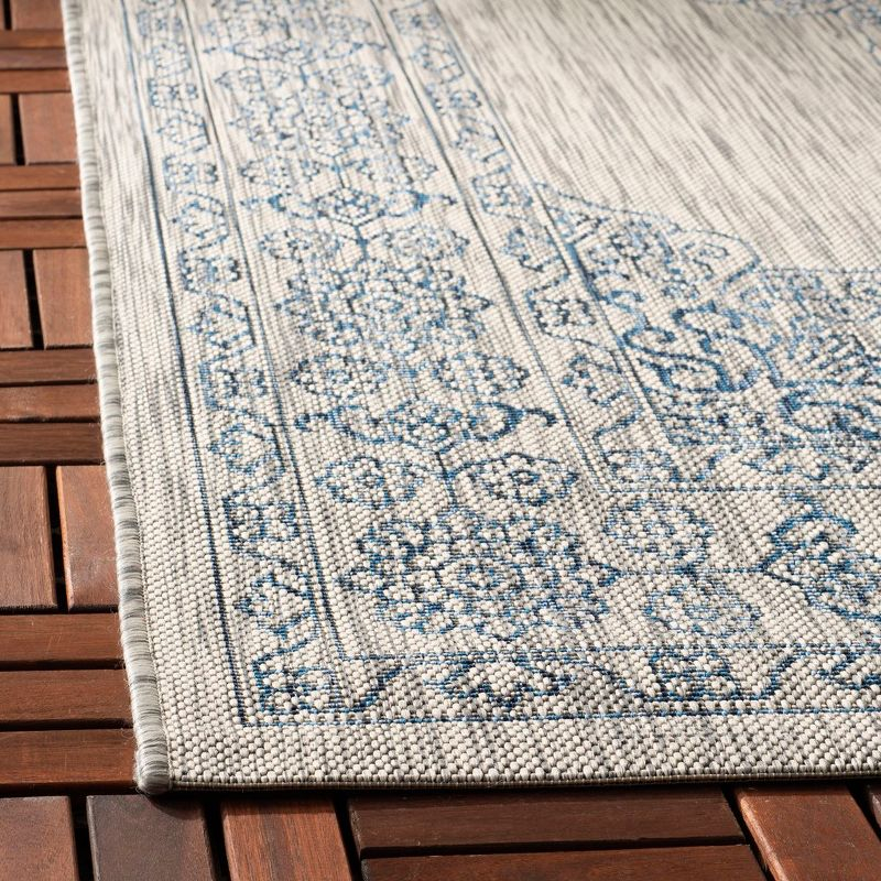 Courtyard CY8232 Power Loomed Indoor/Outdoor Area Rug - Grey/Navy - 5'3"x7'7" - Safavieh.