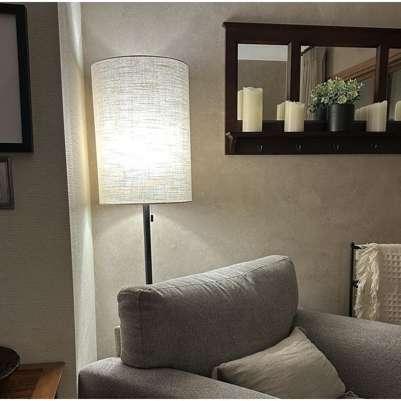60.5" Liam Floor Lamp Golden Bronze - Adesso: Elegant Pull Chain, UL Listed, Beige Linen Shade
