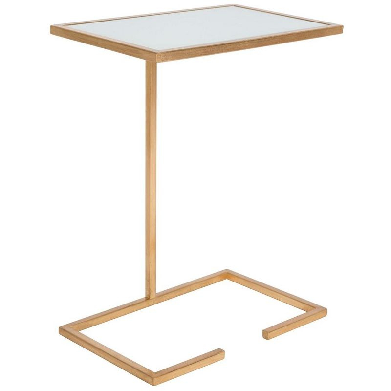 Neil Gold Leaf Accent Table - Gold/White Glass - Safavieh.