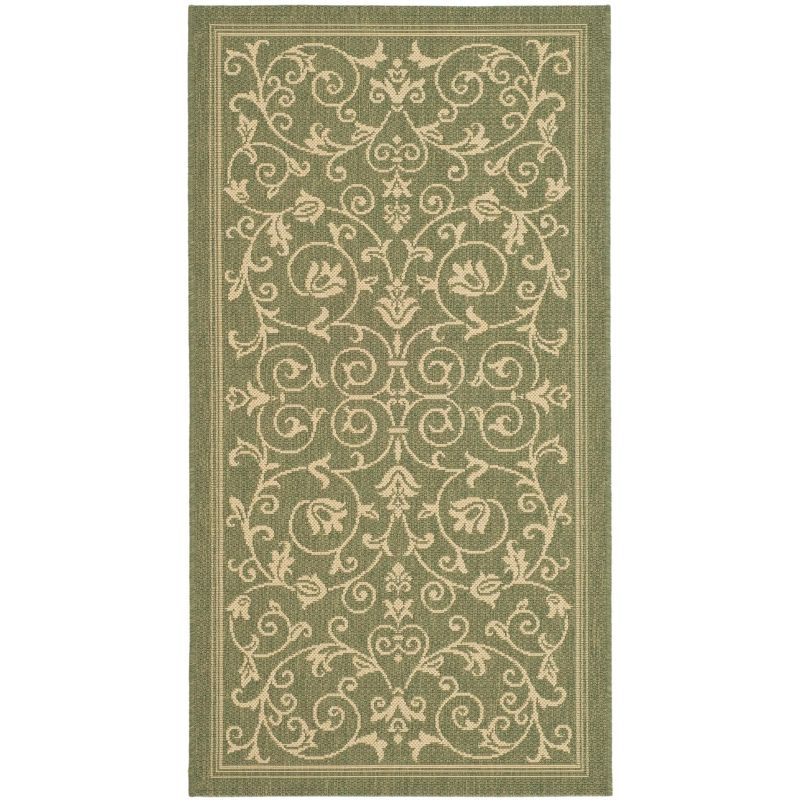 Courtyard CY2098 Power Loomed Indoor and Outdoor Accent Rug - Olive/Natural - 2'7"x5' - Safavieh