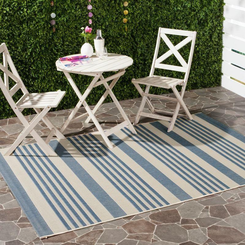Courtyard CY6062 Power Loomed Indoor/Outdoor Area Rug - Beige/Blue - 4'x5'7" - Safavieh.