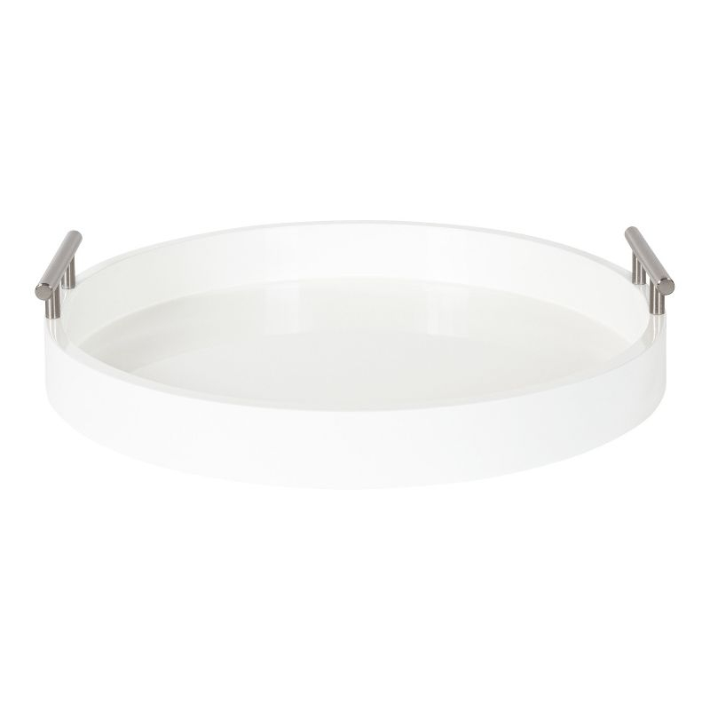 Kate and Laurel Lipton Tray, 15.5" Diameter, White and Silver
