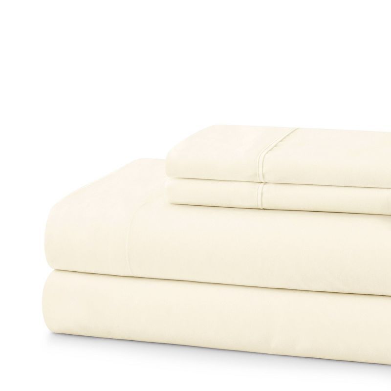 4 Piece 100% Cotton 400 Thread Count Sheet Set by Sweet Home Collection®, King, Ivory