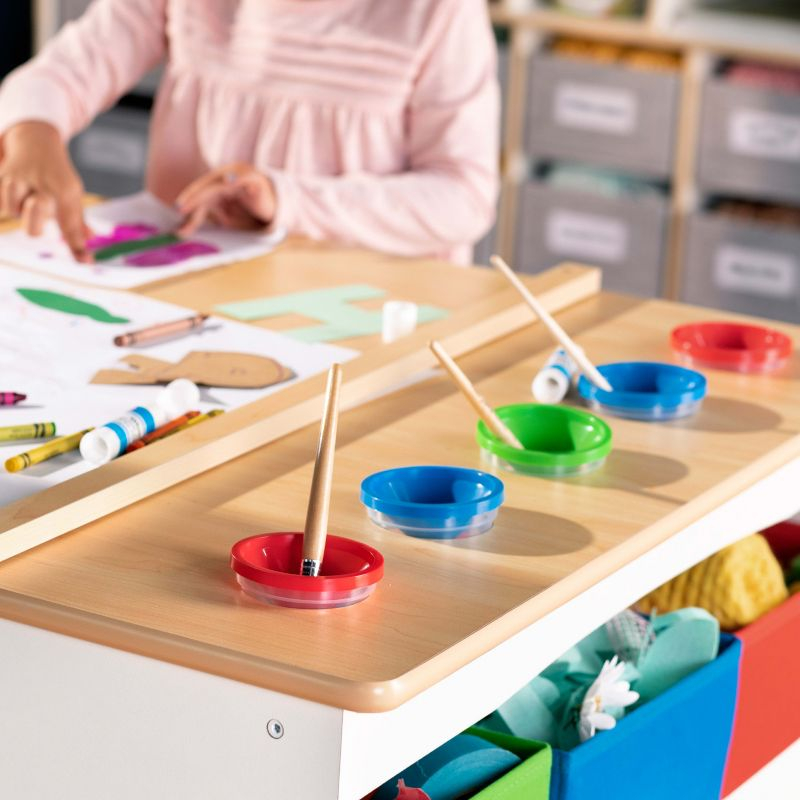 Guidecraft Arts and Crafts Center - White: Toddler Table & Craft Desk with Chairs, Storage, Paper Roller | Wooden Learning & Activity Table for Kids