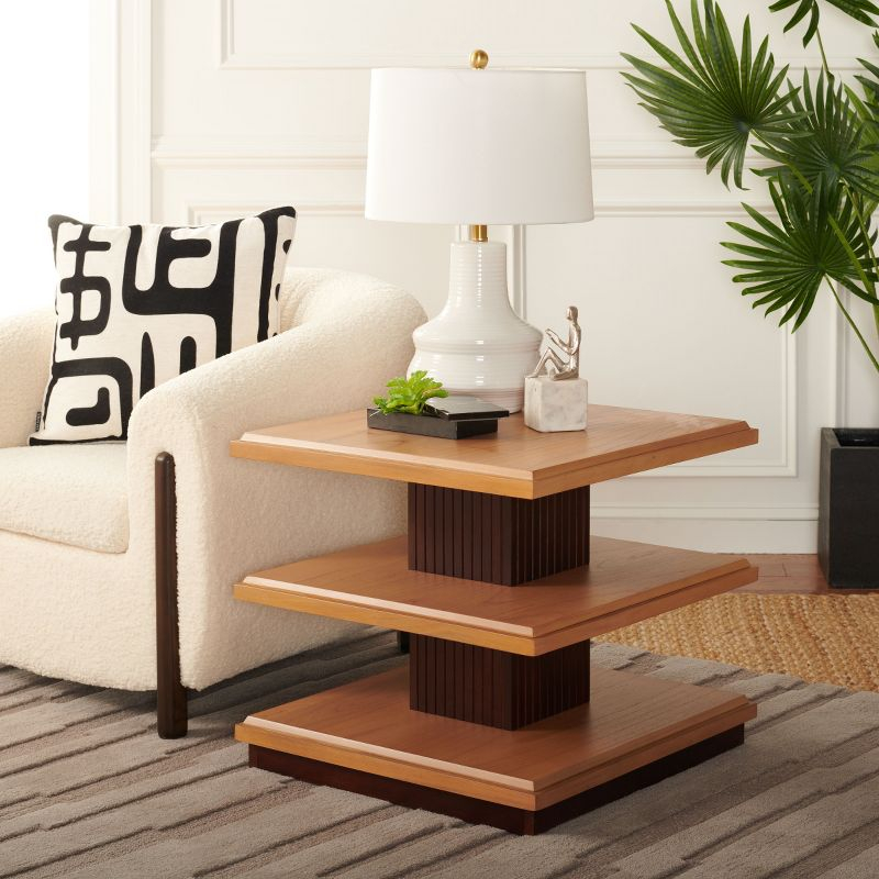 Suette 2 Shelf Accent Table - ACC5001A - Natural/Walnut - Safavieh