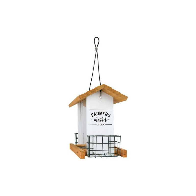 Nature's Way Cedar 3 Qt. Seed/2 Suet Cake Farmhouse Hopper Bird Feeder