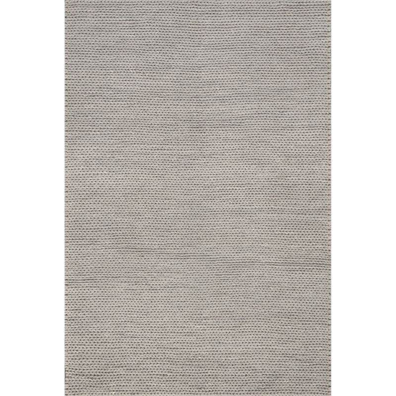 Nuloom 10x14 Penelope Wool Braided Handmade Indoor Area Rug, Light Grey, Solid Rustic Farmhouse Style, For Bedroom, Living Room, Hallway, Entryway