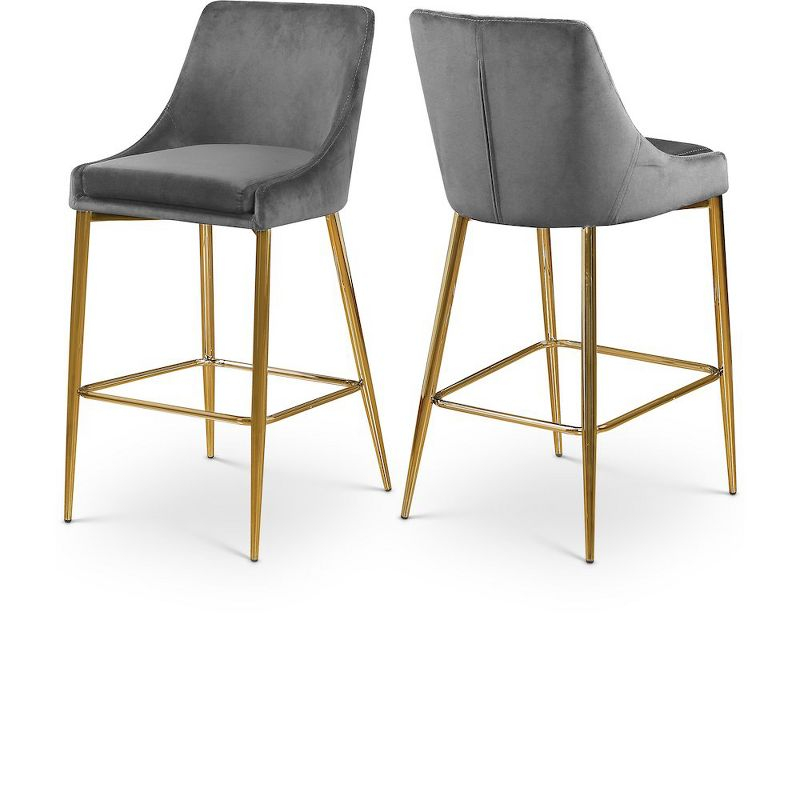 Meridian Furniture,Karina Grey Velvet Stool, Set of 2