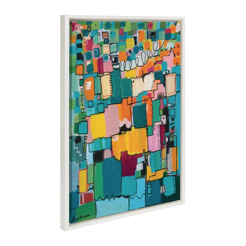 Kate and Laurel Sylvie Afternoon Delight Framed Canvas by Leah Nadeau, 23x33, White