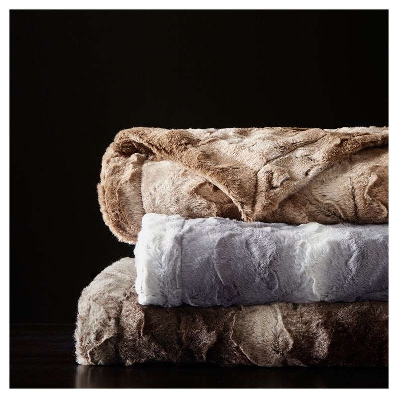 80"x96" Marselle Faux Fur Oversized Bed Throw Blanket Gray