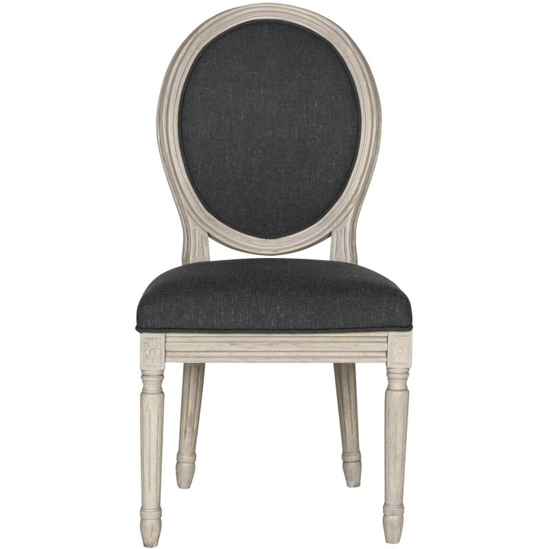Holloway 19" H French Brasserie Oval Side Chair (Set of 2) - FOX6228 - Charcoal/Grey - Safavieh Couture