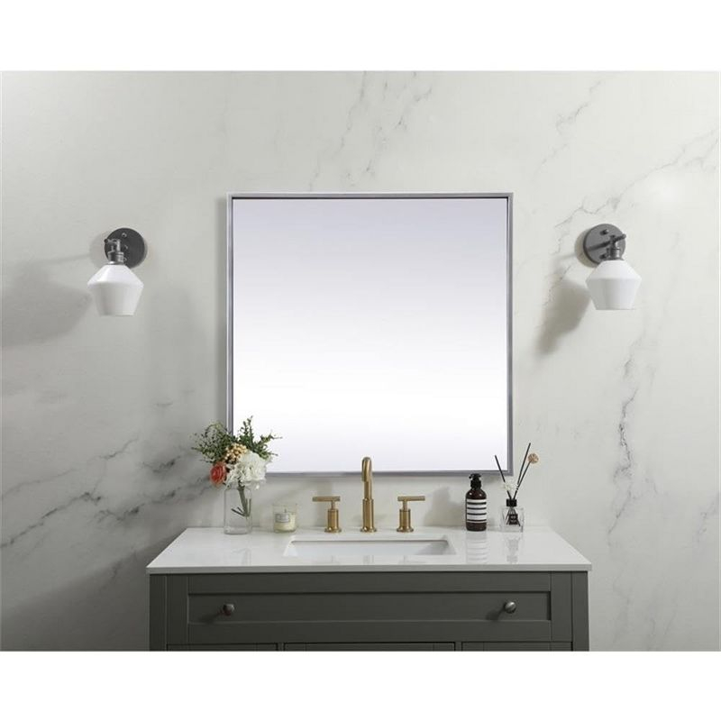 Elegant Lighting Metal Frame Square Mirror 24 inch in Silver