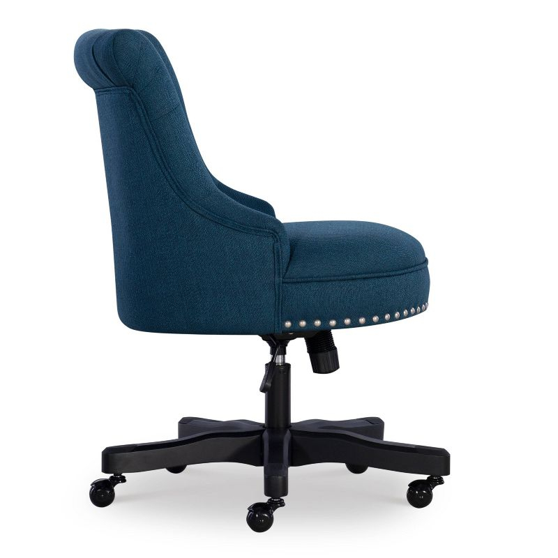 Sinclair Traditional Tufted Wood Base Swivel Azure Office Chair Blue - Linon