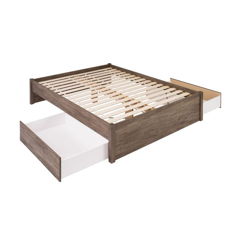 Queen Select 4 - Post Platform Bed with 2 Drawers Drifted Gray - Prepac