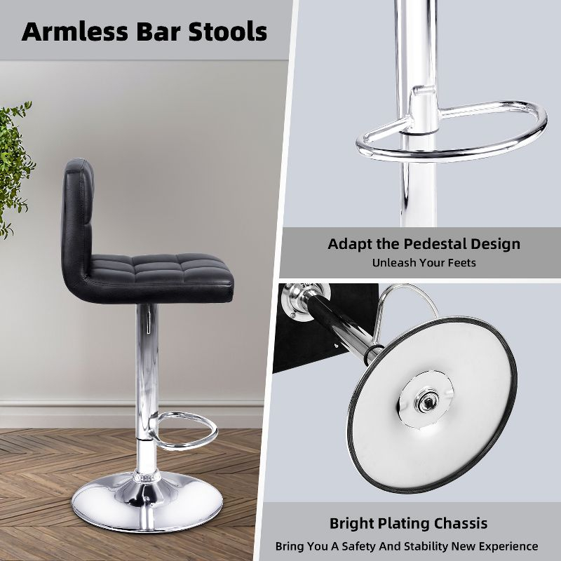LACOO 33" - 44" Bar Height Adjustable Swivel Barstool - Black