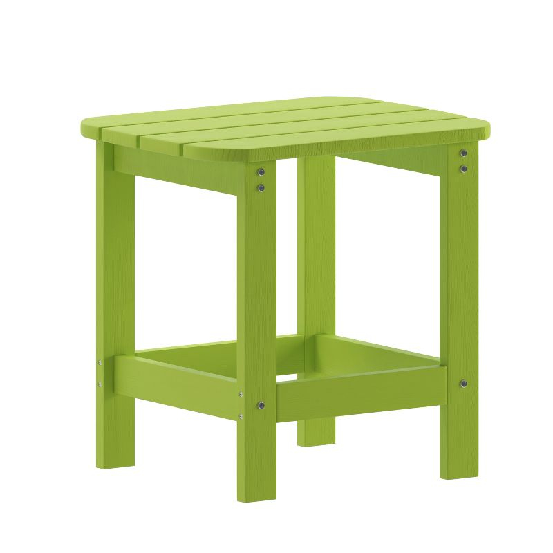 Flash Furniture Charlestown Tiered Commercial Poly Resin Adirondack Side Table - Lime Green - All-Weather - Indoor/Outdoor