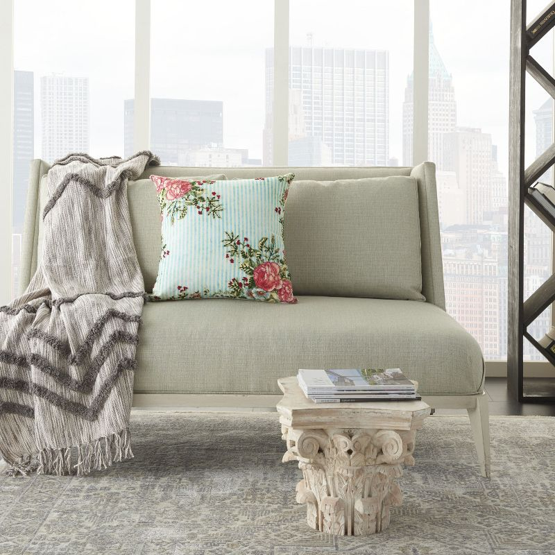 Embroidered Cotton Throw Pillow