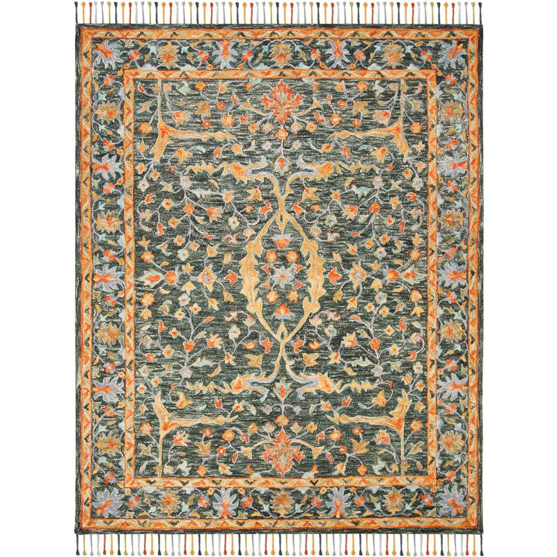 Aspen W/ Tassels APN116 Hand Tufted Indoor Area Rug - Olive/Rust - 8'x10' - Safavieh