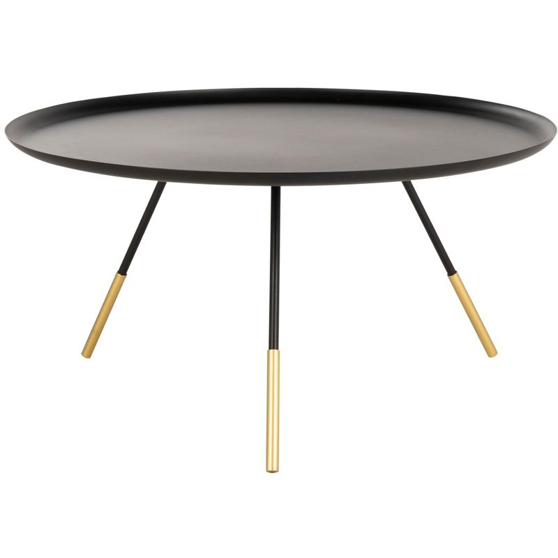 Orson Coffee Table with Metal Gold Cap - Black/Gold - Safavieh
