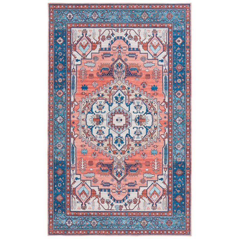 Arizona ARZ105 Power Loomed Machine Washable Area Rug - Rust/Navy - 4'x6' - Safavieh.