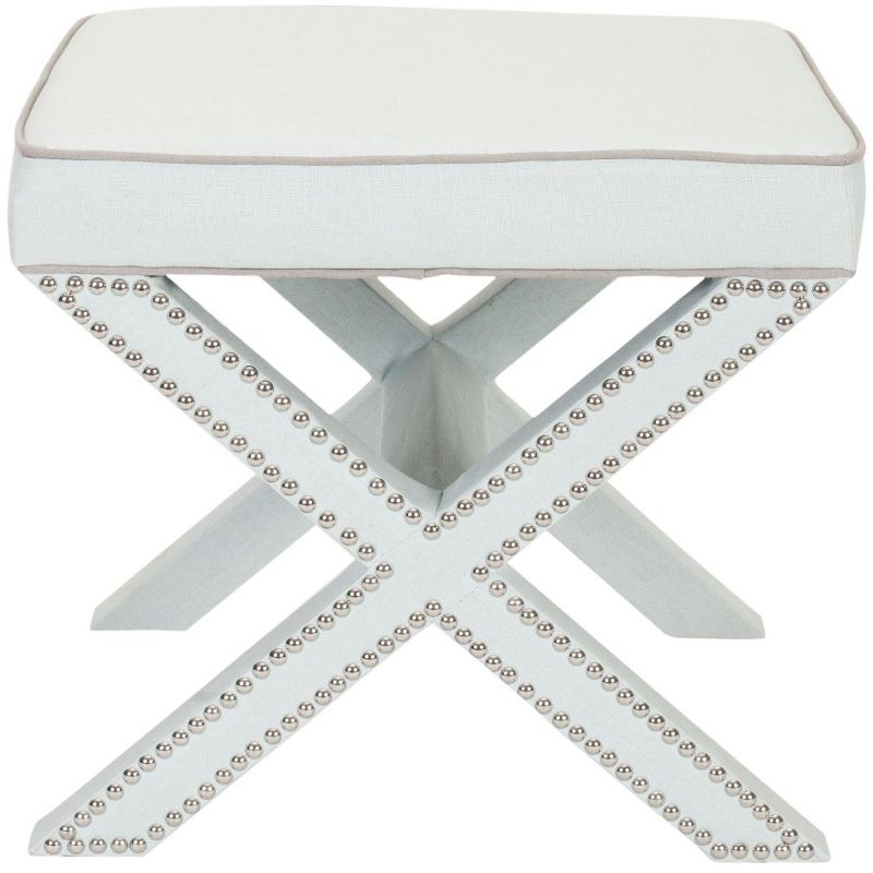Palmer Ottoman With Silver Nailhead - MCR4589 - Robins Egg Blue - Safavieh