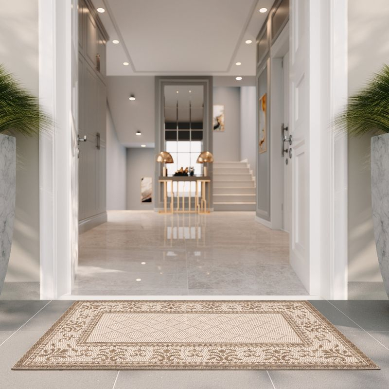 Courtyard CY2098 UV & Stain Resistant Non-Shedding Power Loomed Indoor/Outdoor Accent Rug - Natural/Brown - 2'7"x5' - Safavieh