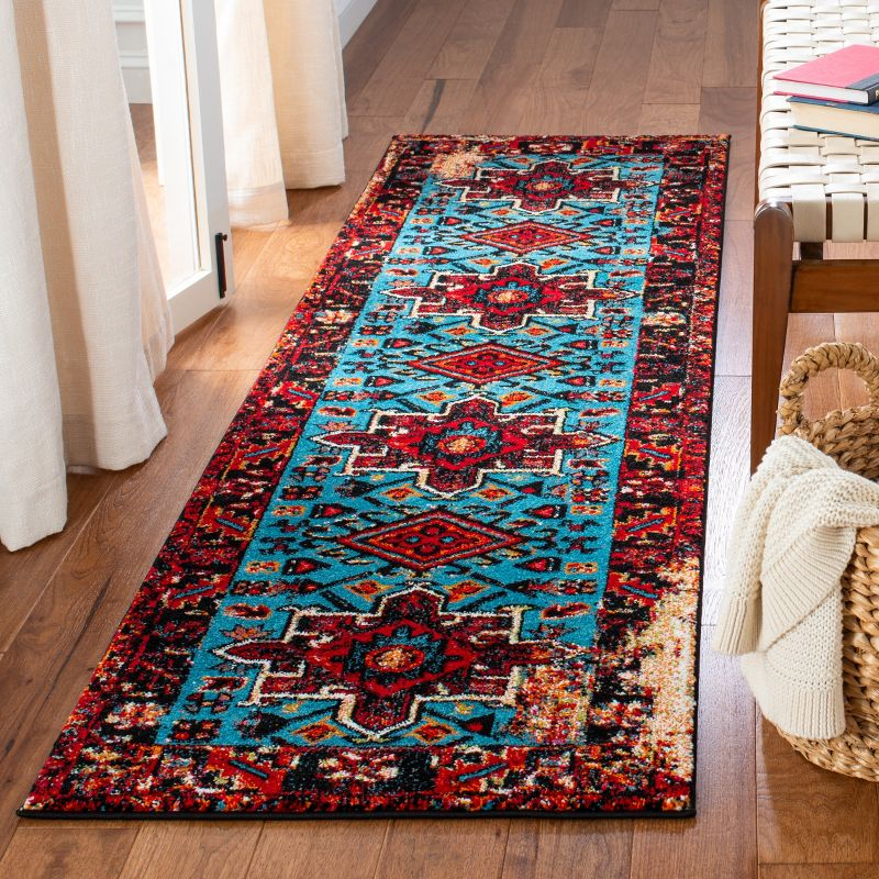Vintage Hamadan VTH211 Power Loomed Indoor Runner Rug - Red/Light Blue - 2'3"x6' - Safavieh