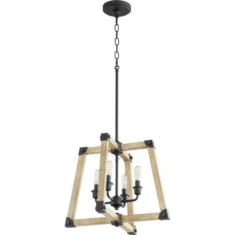 Quorum Lighting Alpine 4-Light Pendant, Noir/Driftwood, 18 Width, 15.5 Height