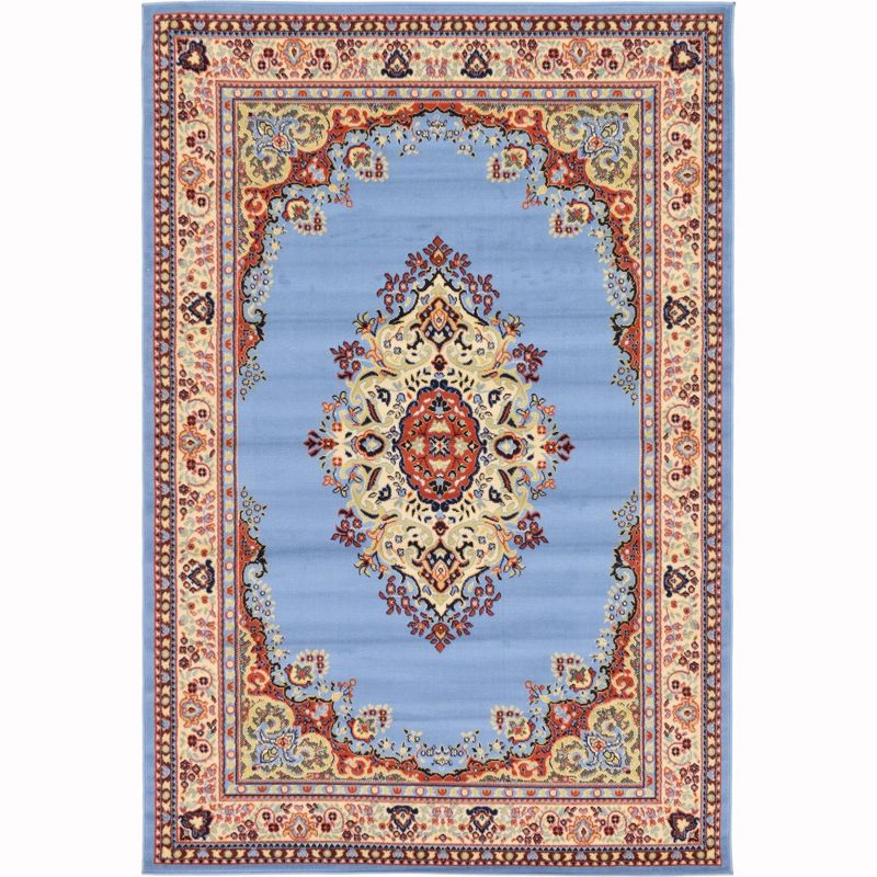 Unique Loom Reza Collection Area Rug - Washington (6' 1" x 9' Rectangle Light Blue/Cream)