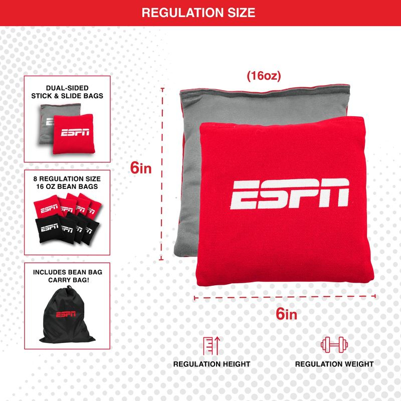 ESPN Cornhole Bags and Travel Case, Regulation Size and Weight (Set of 8) – Multicolor (ES-CH08.EXv24)
