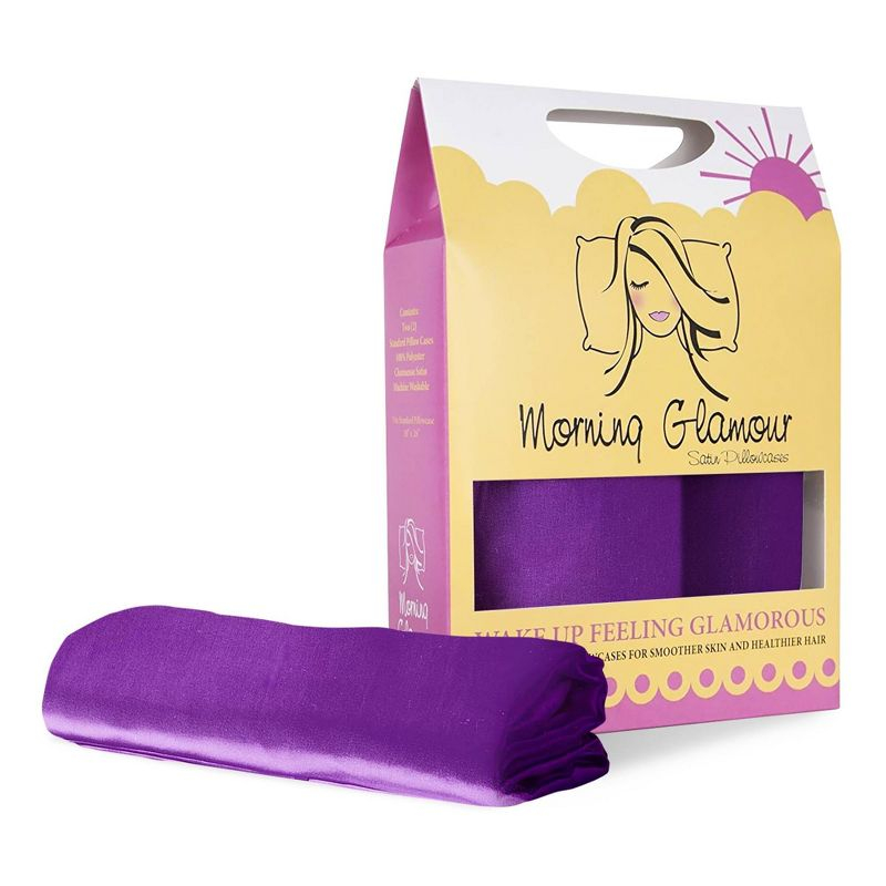 Morning Glamour Standard Satin Solid Pillowcase Set Purple