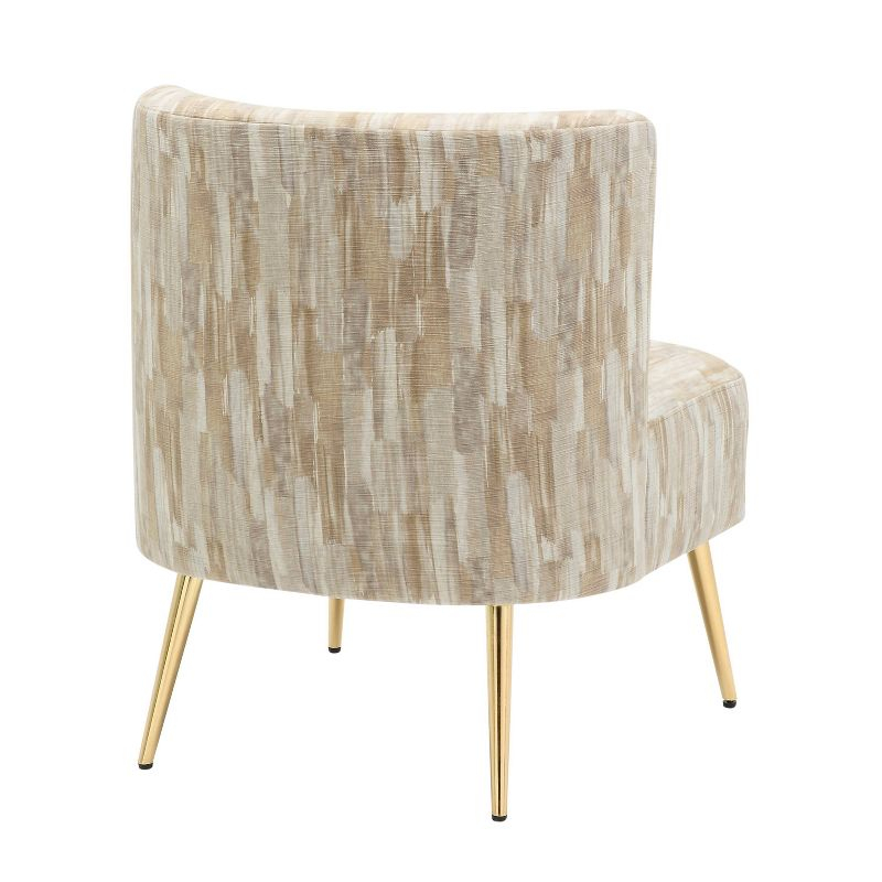 Fran Contemporary Upholstered Slipper Chair Gold/Light Brown - LumiSource: Modern Metal Frame, Polyester, Spot Clean