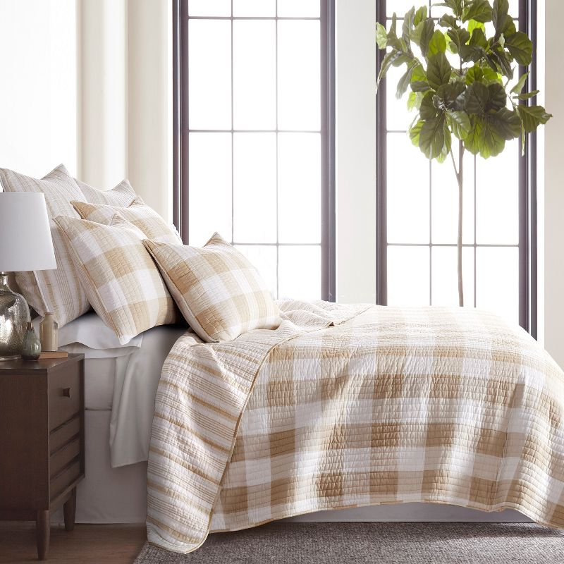 Camden Taupe Quilt Set - One King Quilt and Two King Shams - Levtex Home