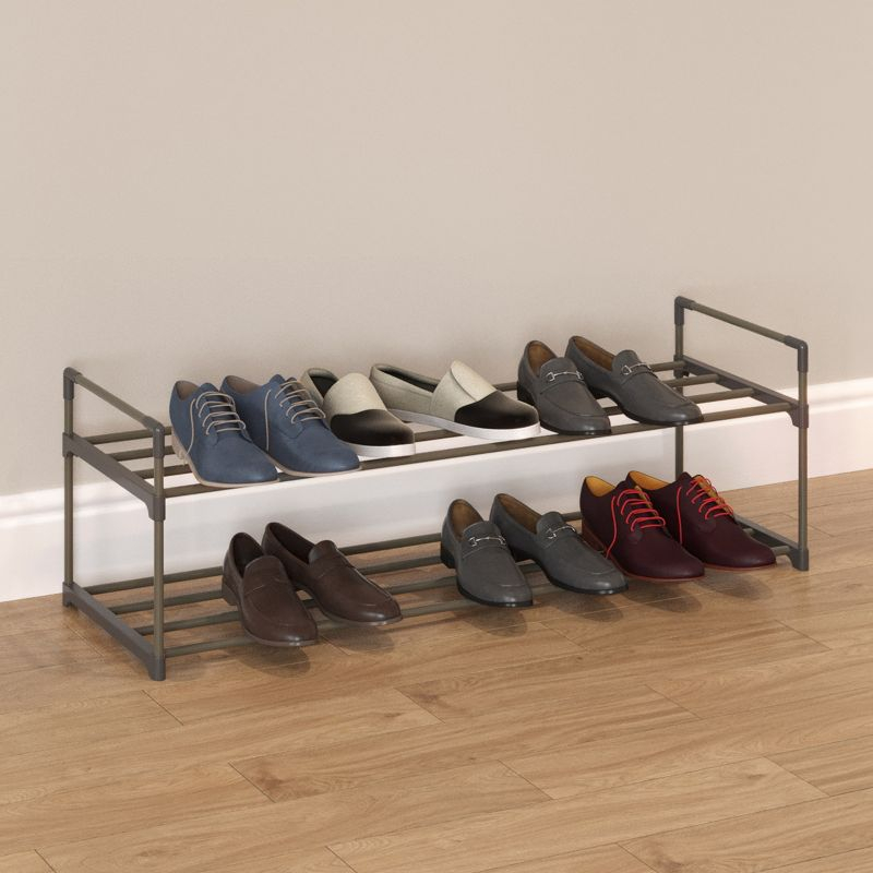 Hastings Home 12-Pair Freestanding 2-Tier Shoe Storage Rack – Black