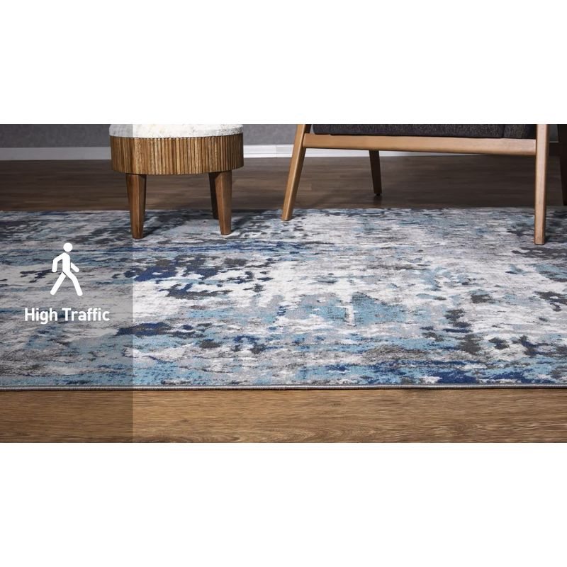 World Rug Gallery Distressed Modern Abstract Area Rug - Yellow 5' x 7'