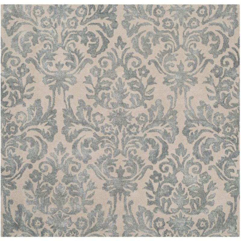 Bella BEL156 Hand Tufted Area Rug - Ivory/Silver - 5'x5' - Safavieh.