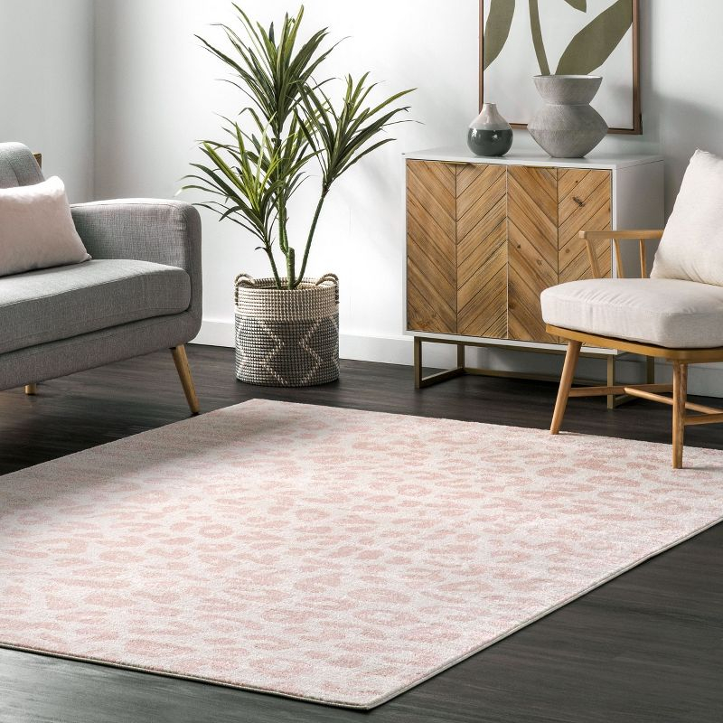 Nuloom Leopard Animal 9x12 Indoor Area Rug for Living Room Bedroom Dining Room Kitchen, Baby Pink/Ivory