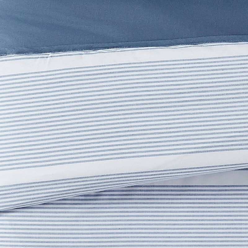 Brooklyn Loom 2pc Twin/Twin XL Niari Yarn Dye Stripe Comforter Set Blue: Machine Washable, OEKO-TEX Certified