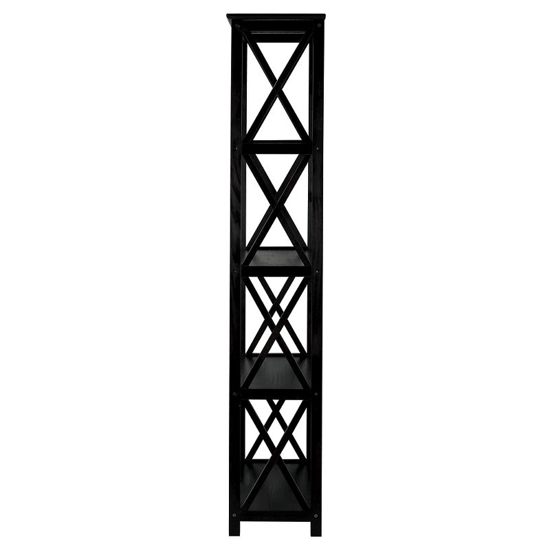 63" Montego 5 Shelf Bookcase Black - Flora Home: Solid Wood, Mid-Century, Wall Mount
