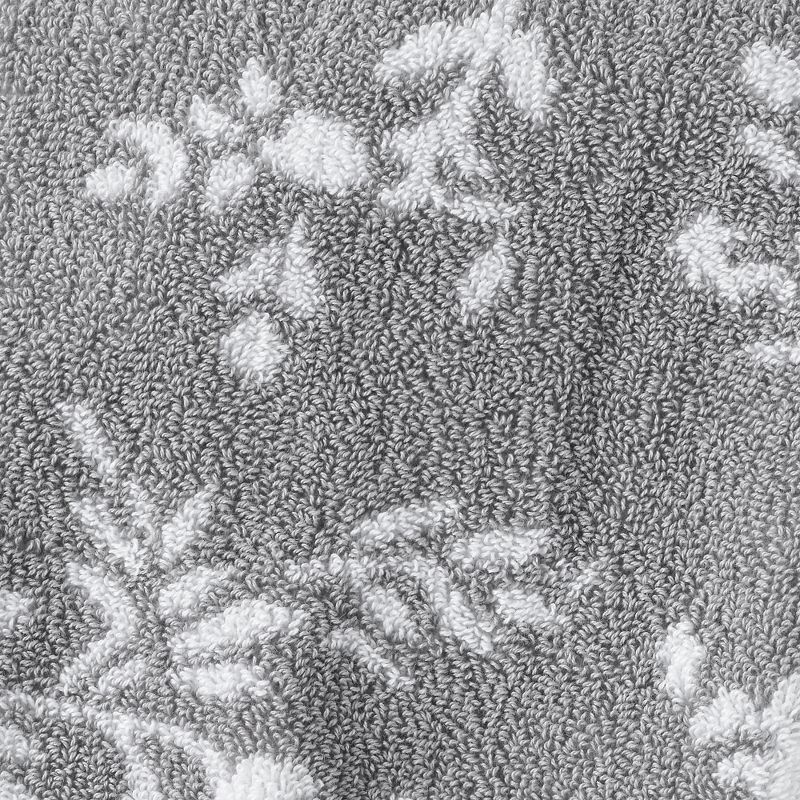 Lands' End Cotton Jacquard Bath Towel - Bath Towel - Ultimate Gray Flower Sprig