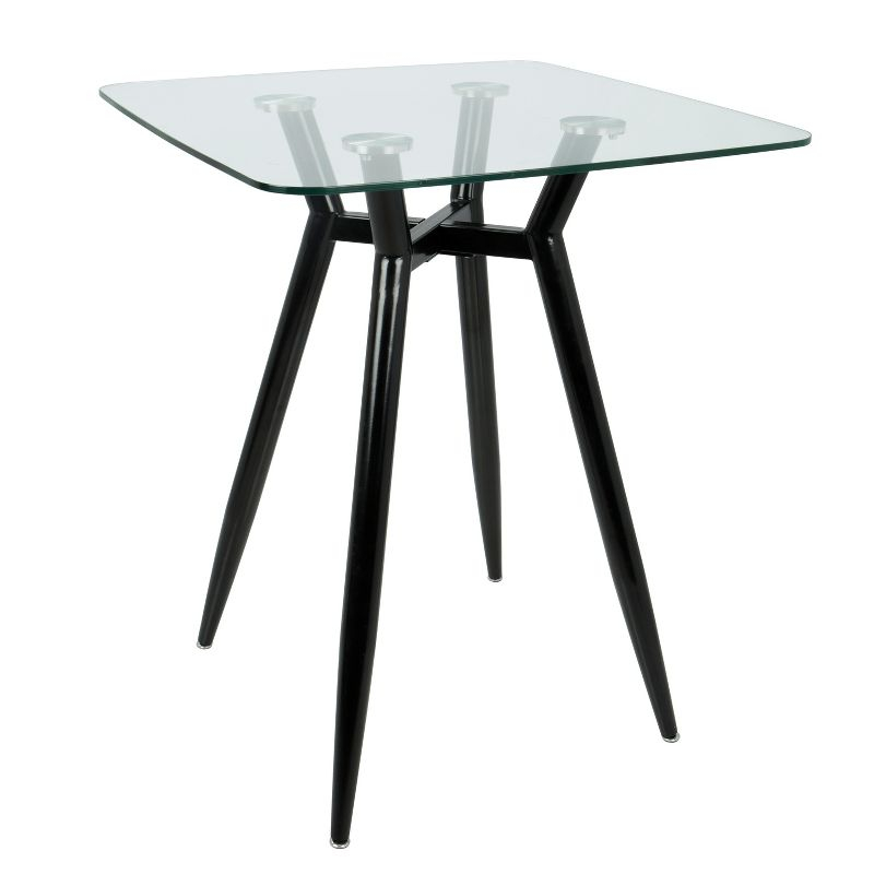 Clara Mid-Century Modern Square Counter Table Clear - LumiSource: Geometric Metal Base, 4-Seat Pub Style