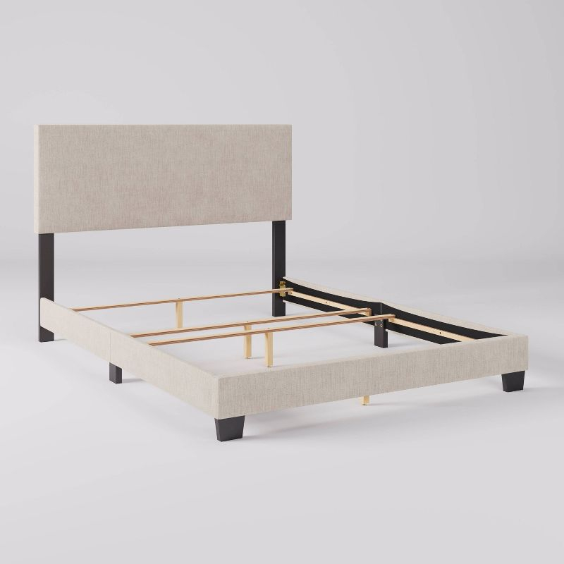 Celeste Modern Upholstered Queen Bed Beige - CorLiving: Polyester Fabric, MDF & Wood Frame, 551 lbs Capacity