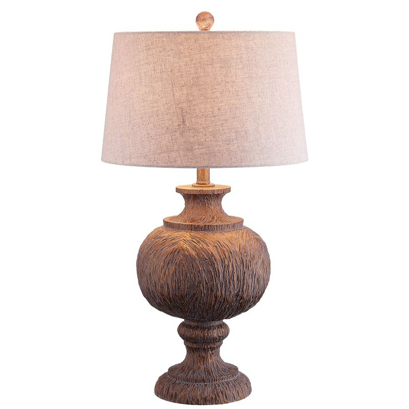 JONATHAN Y Scarlett 31" Resin LED Table Lamp, Dark Brown with Gray Shade